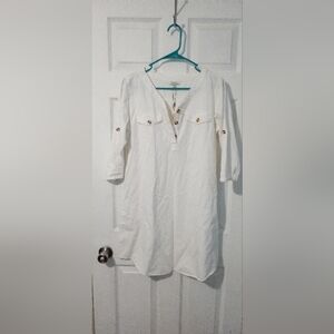 Crisp White Mini Dress with Light Fabric